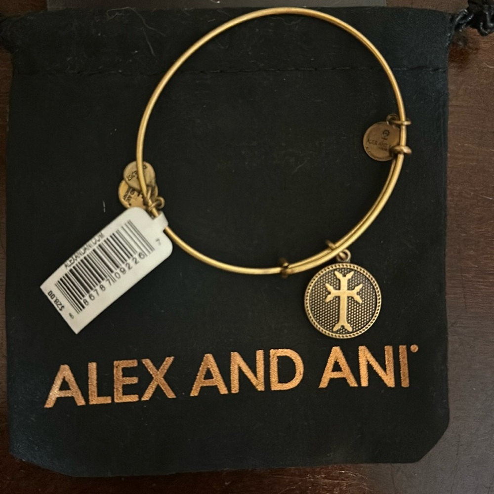 NWT Gold Alex and Ani Armenian Cross Bracelet